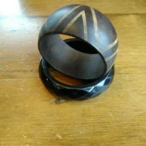 Wooden Bracelet With a Gold tone design